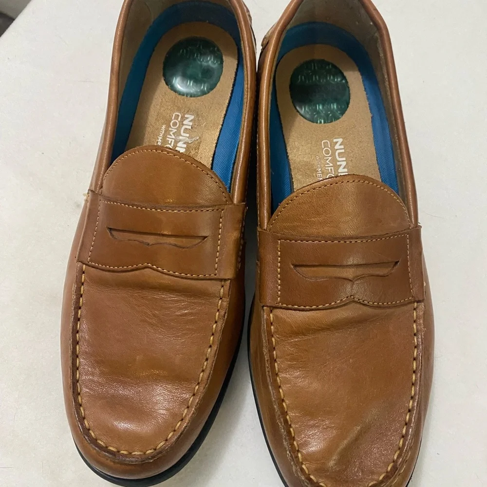 Nunn Bush Men's Tan Leather‎ Loafers Slip-Ons Size 9.5 Memory Foam